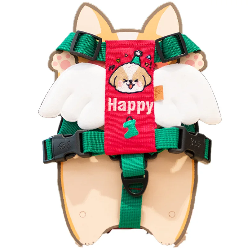 

FATHIN DIY Dog Harness Angel Wings Chest Strap Customized Embroidered Dog Name and Avatar