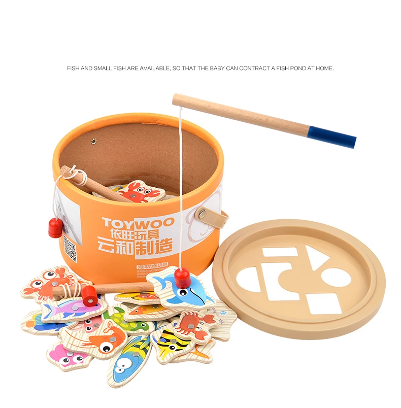 ToyWoo деревянные игрушки детское ведро рыбалка магнитный Океанская детские