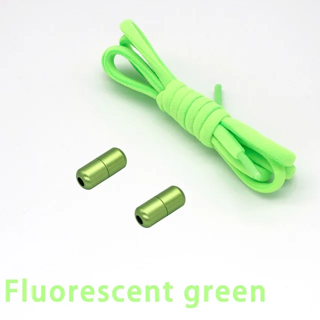 New Elastic Shoe Laces Round No Tie Shoelaces for Kids and Adult Shoelace for Sneakers Quick Lazy Laces Colorful Capsule Buckle Fluorescent green