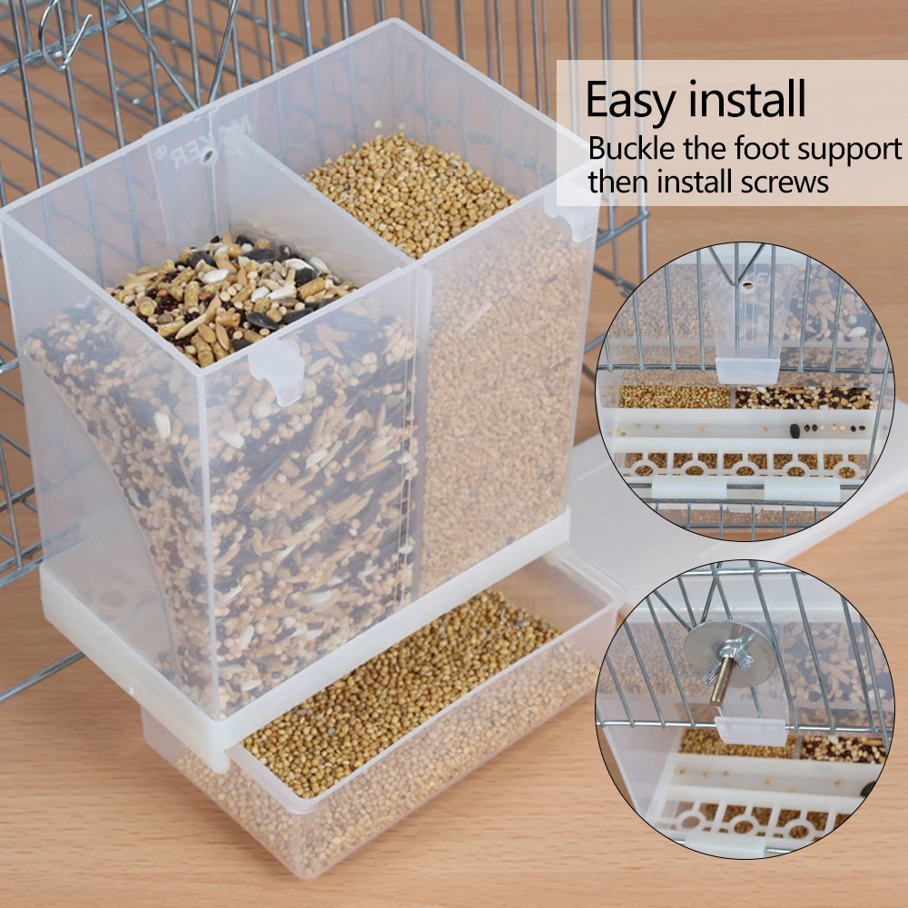 

440ml/850ml Acrylic Pet Birds Parrot Feeder Nest Plastic Automatic Feed Box Birds Cage Accessories Larger Capacity 12.4x7.2x16cm