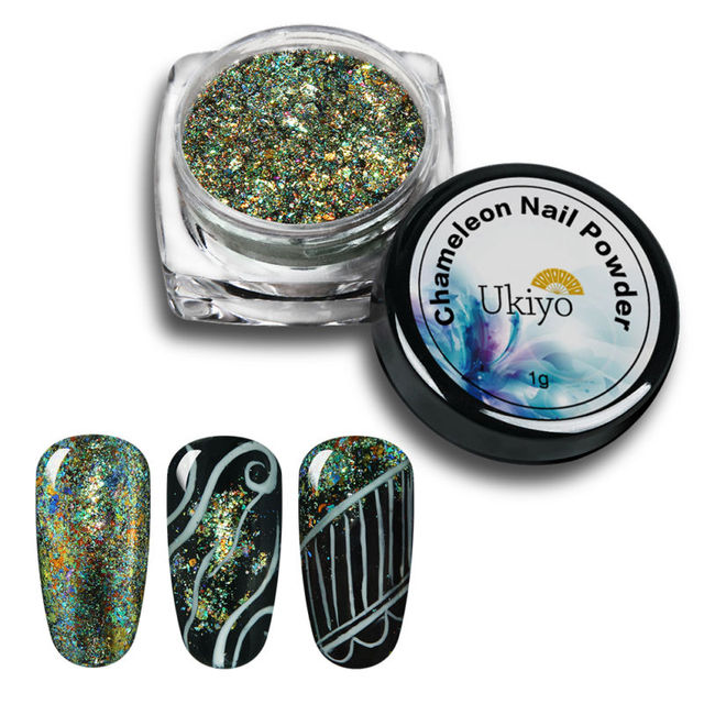 Box Chameleon Powder Need Black Base 3D DIY Flakes Sequins Nail Glitter Powder Chrome Pigment Nail Art Decorations