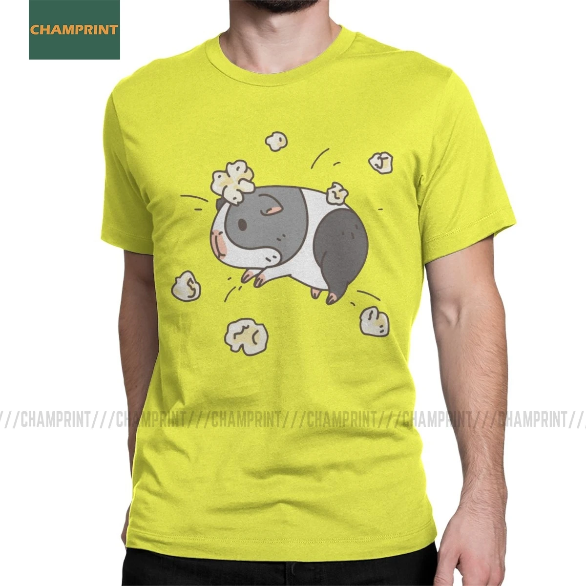 Men's T-Shirt Guinea Pig Pattern Popcorning Cotton Tee Short Sleeve Cute Animal Lover Animals Kawaii Fluffy Pet T Shirt 4XL 5XL |