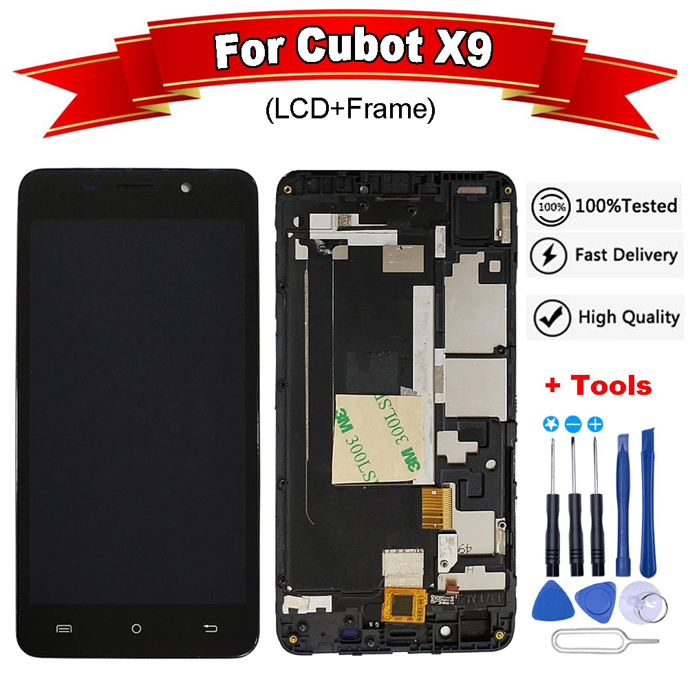 ЖК дисплей 5 0 дюйма для Cubot X9 с сенсорным экраном и дигитайзером рамка в сборе 100%