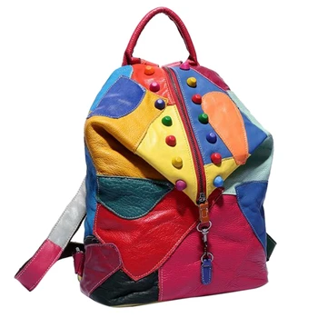 

Women Genuine Leather Backpack Purse Ladies Daypacks Shoulder Bag Unisex Trend Backpacks (Multicolor)