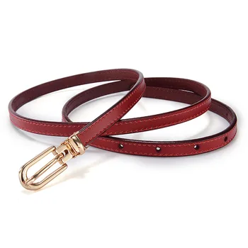 

2020 High Quality Women's Genuine Leather Dress Belt Female Adjustable Thin Narrow Waist Belts for Women Cinturones Para Mujer