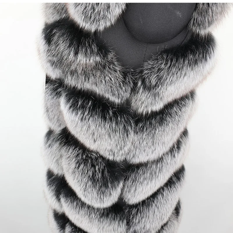 maomaokong зимний женский жилет больших размеров серый натуральный Лисий мех пальто Модный меховой жилет куртка