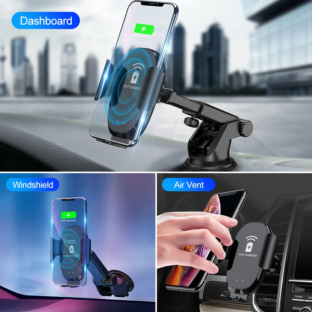 Инфракрасный датчик автоматическое Qi автомобильное беспроводное зарядное устройство для iPhone X XS 8 samsung S9 S8 быстрая Беспроводная зарядка Автомобильная Подставка для телефона