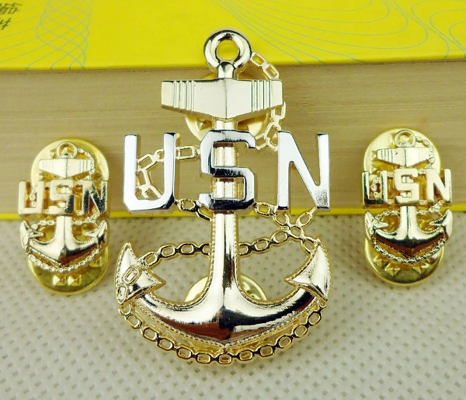 Полный комплект US USN темно-синяя шапка значок воротник Темно-Синяя Униформа