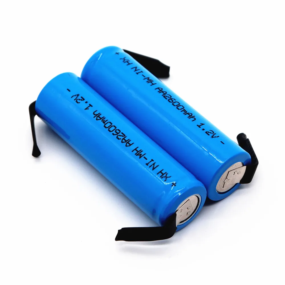 2S4S8S12 шт 1,2 V AA батарея 2600mah 2A Ni-MH nimh сотовый пакет синий корпус с вкладками булавки для Philips электробритва зубной щетки