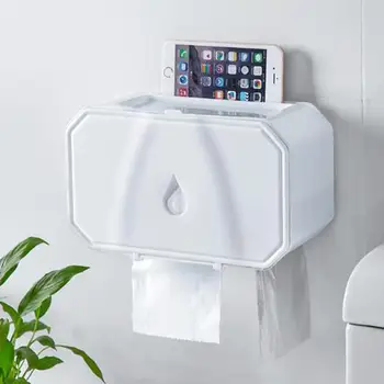 

Bathroom Waterproof Tissue Holder Multi-function Wall Mounted Paper Towel Rack No Punching Toilet Paper Storage Holder