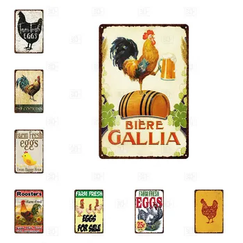 

Beware Of Chickens Metal Plate Tin Sign Plaque Farm Vintage Pub Bar Decor Metal Sign Metal Poster Home Decoration Vintage Poster