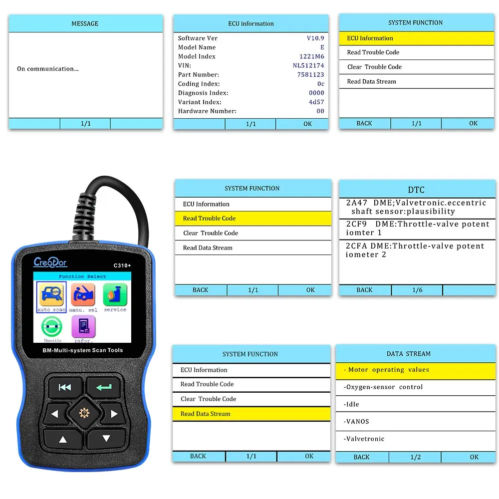 OBD2 Scanner für BMW Airbag/ ABS/ SRS e46 e90 e60 e39 Alle System Diagnose Werkzeug Creator C310 + pro Öl Service Reset-Code Reader OBD2 Scanner für BMW Airbag/ ABS/ SRS e46 e90 e60 e39 Alle System Diagnose Werkzeug Creator C310 + pro Öl Service Reset-Code Reader