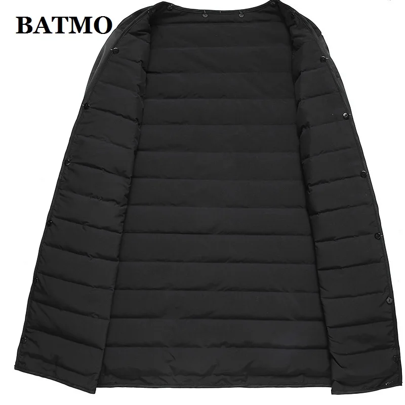 BATMO, Новое поступление, зимние куртки из 90% утиного пуха, кожаный пуховик для мужчин, кожаный Тренч из кожи sheekskin для мужчин