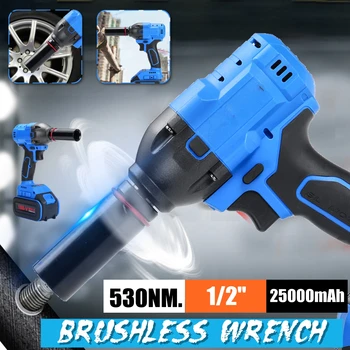 

530Nm 25000mah 1/2'' Cordless Impact Wrench Power Driver Electric Wrench Socket Hand Drill Installation Power Tools