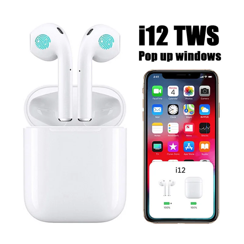 

Original i12 TWS Bluetooth Earphone Sports Touch Invisible Headphone Stereo Wireless Earbuds Headsets pk i9s i20 tws i30 i60 i80