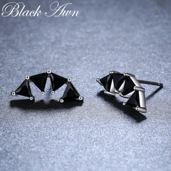 

Boucle D'Oreille Femme 2018 Triangle 925 Sterling Silver Black Spinel Engagement Earrings for Women Fine Jewelry Bijoux I056