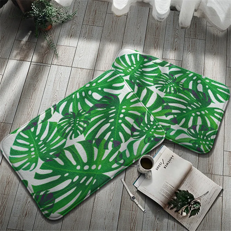 Mat Kitchen Green Leaves Carpet Kitchen Green Leaves Bath Mat Green