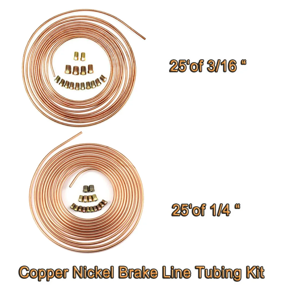 Медный никелевый тормозной трубопровод комплект 3/16 и 1/4 25 футов рулоны катушки с фитингами