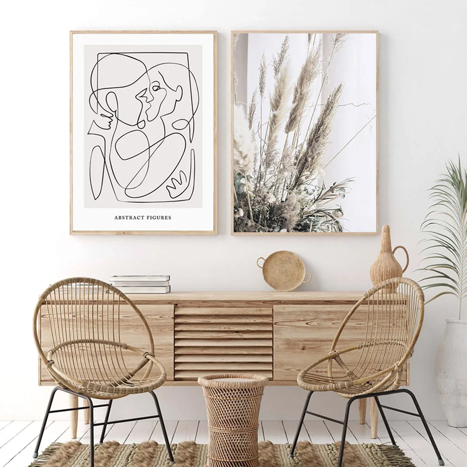 Trendy-Beige-Boho-Style-Sketch-Figure-Abstract-Canvas-Painting-Wall-Art-Picture-Living-Room-Home-Interior