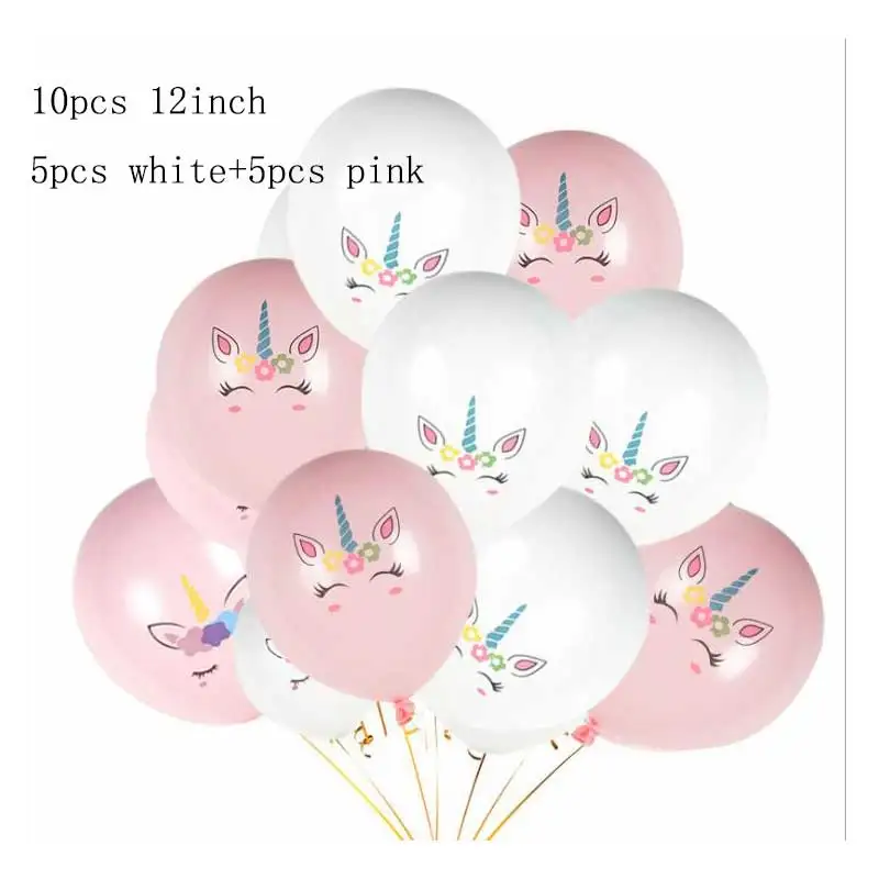 Единорог вечерние воздушные шары украшения 3d Unicornio прогулки животных фольги воздушный шар День рождения, детский душ девочка дети Декор игрушки подарки - Цвет: pink  white 1