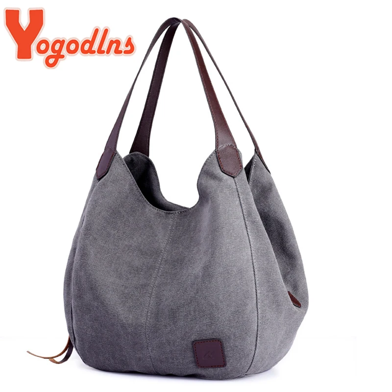 Yogodlns Vintage Canvas Handbag Women Large Capacity Shoulder Bag Casual Handle Bag New Fashion Hot Lady Shopping Handbag bolso