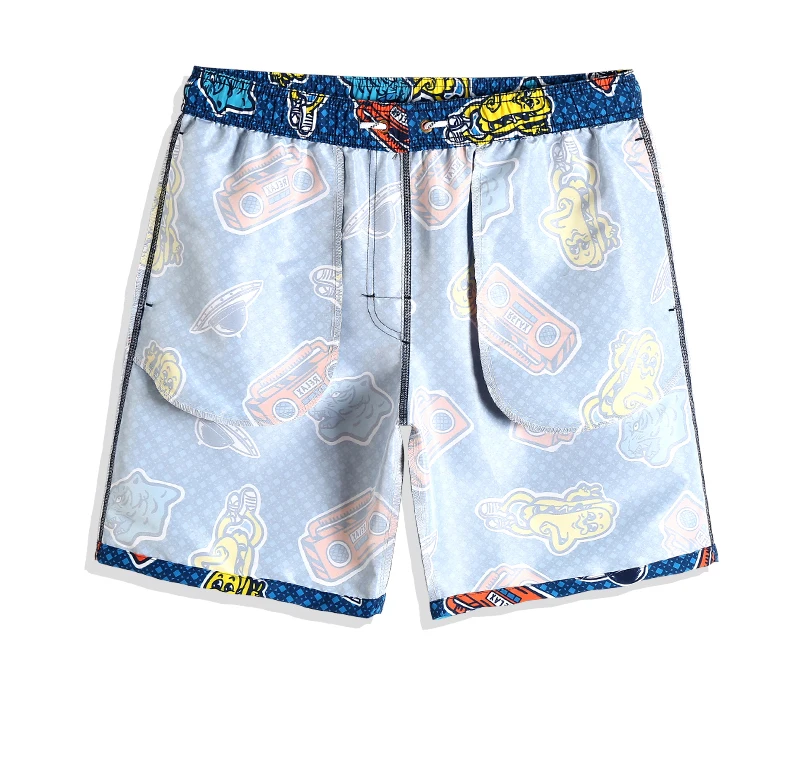 Summer Sexy Grid Bathing suit Swimsuit hawaiian bermudas joggers printed Board shorts Quick dry surfing Briefs mesh