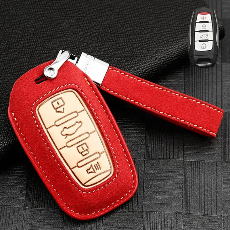 B red set Замшевый чехол для автомобильного ключа, сумка, кошелек, брелок для ключей Great Wall Haval H1 H2 H5 H6 Coupe H7 H8 H9 C50, подъемник F5 F7 H2S, без ключа - Название цвета: B red set