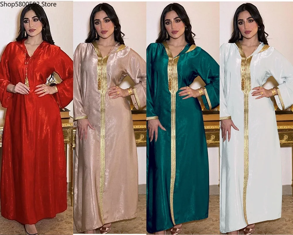 Женское длинное атласное платье Abaya мусульманский хиджаб африканские арабские