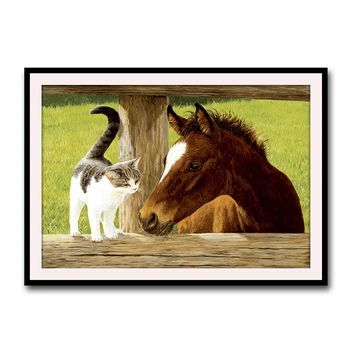 

5D Diamond Painting By Numbers Full Square Horse and Cat Cross Stitch Diamond Mosaic Kits Art Pictures Home Decor For Adult
