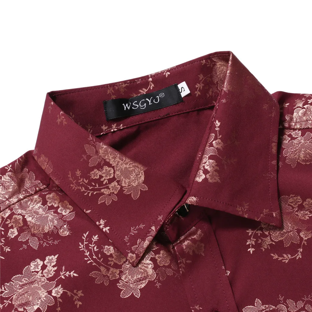 Vogue Camisa Social Masculina рубашка Мужская модная Осенняя штампованная рубашка с длинным рукавом с принтом Блузка Camisa