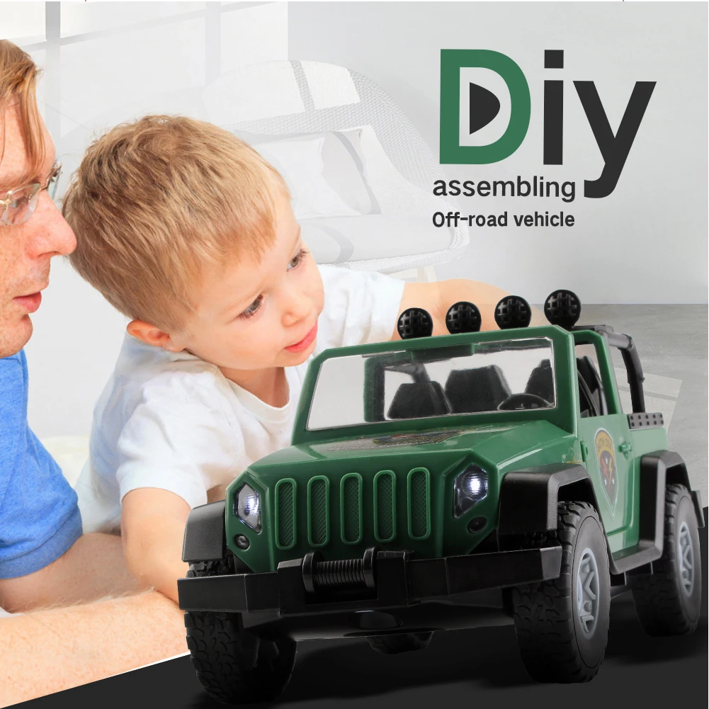 

DIY Electric Drill Assembled Jeep Set Child Disassembly Classic Puzzle Toys Assembly Model Car Kit Child Drill Screw Jeep Toy