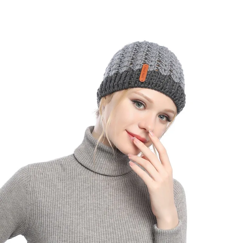 Europe, America, autumn and winter, new, matching, hole, cap, cap, empty top, knitted wool cap, ponytail cap, warm hat