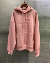  Winter Autumn 10.25 2021 New Fashion Casual Hooded Loose Pullover Hoodie Women Embroidery Letter Sweatshirt Two Color 