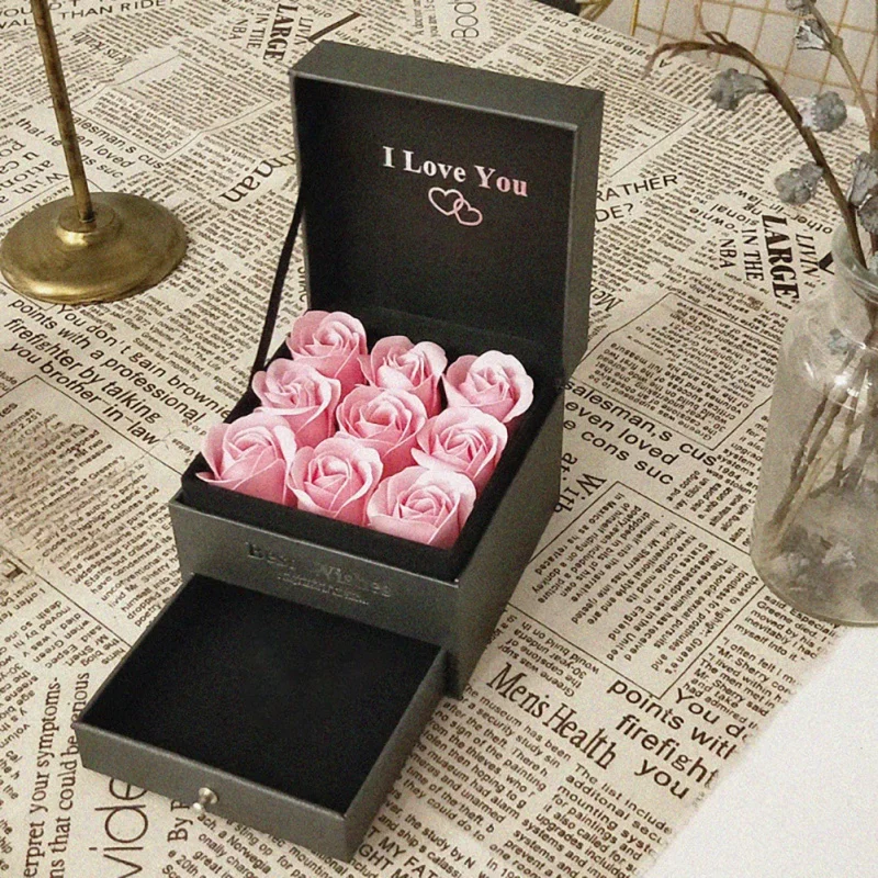 1 шт., Подарочная коробка Jack Rose в сдержанном стиле, двойное мыло, цветок, Подарочная коробка, парфюм, ювелирный ящик, коробка, подарок на день Святого Валентина, выглядит как свежий - Цвет: XOI0408F