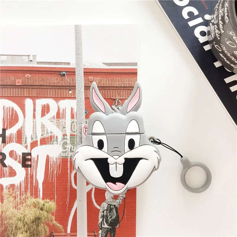 

3D Cute Cartoon Bugs Bunny Silicone Headphone Case for Air Pod Earphone Case for Apple Airpods 2 Accessories Protective Cover