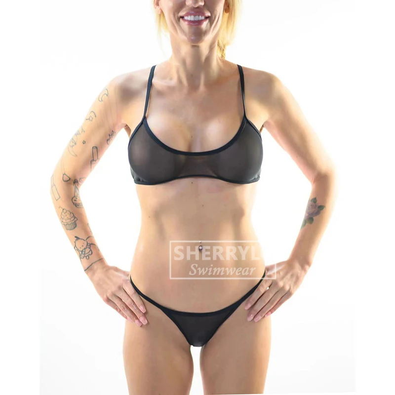 

Micro Bikini Sheer Biquini See Through Bikinis Scrunch Brazilian Bottom Transparent Mesh Biquinis Teeny Transparent Swimsuit