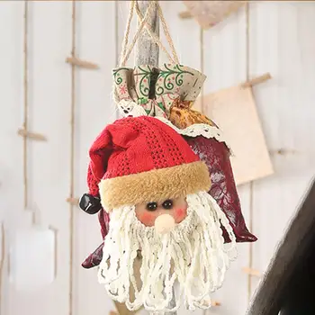 

Merry Christmas Leather Drawstring Apple Bag Creative 3D Design Doll Children Candy Gift Festival Party Decoration Accessories