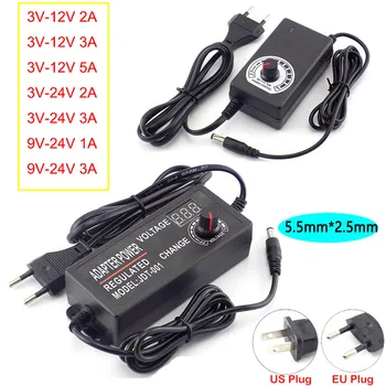 

Power Adapter Adjustable Supply AC 100-220V to DC 3V-12V 3V-24V 9V-24V 2A 3A 5A Plug LED Driver Display Adaptor LED Strip Light