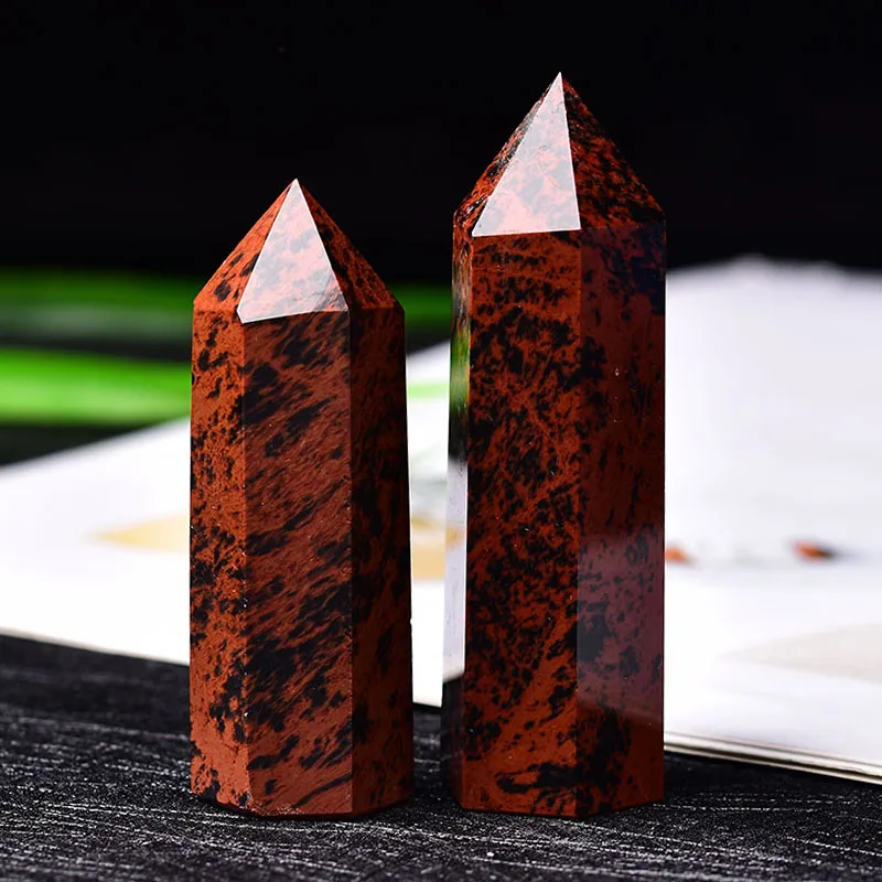 1PC Natural Red obsidian column Crystal Point Healing Stone Quartz Wand for Home Decoration Mineral DIY Gift | Дом и сад