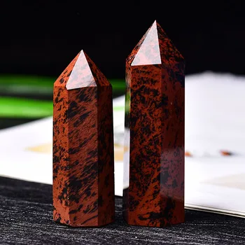 

1PC Natural Red obsidian column Crystal Point Healing Stone Quartz Crystal Wand Red Stone for Home Decoration Mineral DIY Gift