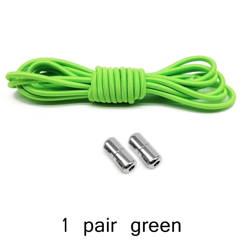 Шнурки без галстука эластичные металлические круглые шнурки для ботинок для детей Взрослые кроссовки быстрая шнурка ленивые шнурки Z051 - Цвет: green