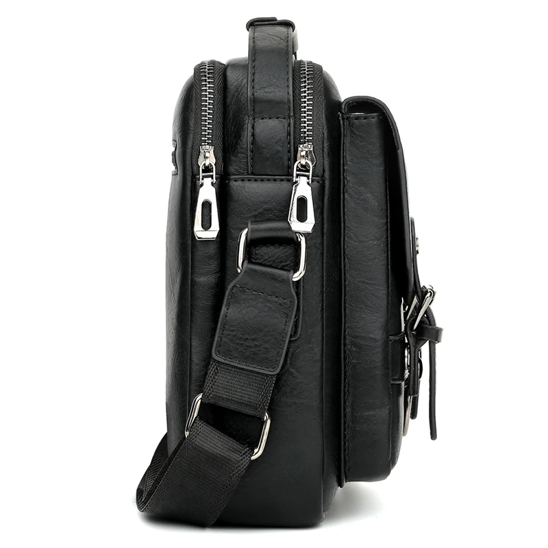 Goede Alena Culian Nieuwe Casual Leren mannen Business Messenger Bag Rits Hasp Ontwerp Open Handtassen Voor Mannen Black Flap Schouder tassen