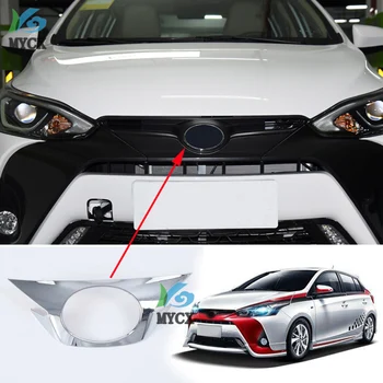 

For Toyota Yaris XP150 2019 2020 Car Decoration ABS Chrome Front mark on both sides of the middle net cover frame
