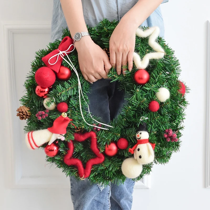 

30/40cm Handmade Christmas Wreath Rattan Pendant Garland Shopping Mall Christmas Tree Door Decoration Advent Wreath navidad