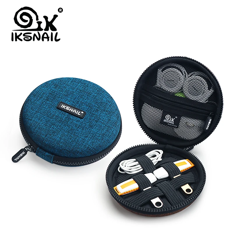 

IKSNAIL Portable Cable Earphone Storage Headset Mouse Case Waterproof Shockproof Earphone Digital USB Cable Travel Insert Bags