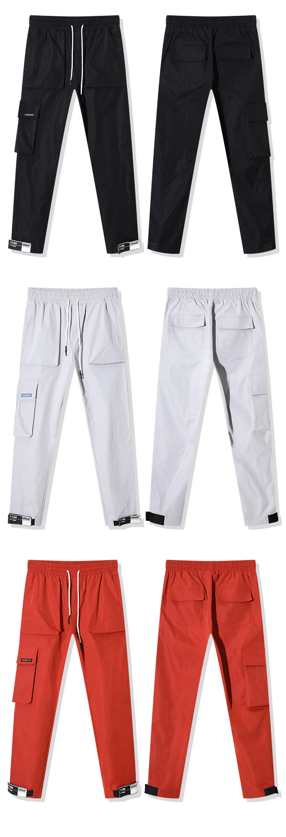 Хип карго Брюки мужские до лодыжки брюки Мужские штаны для уличного бега сплошной цвет весна карман брюки для мужчин HD033