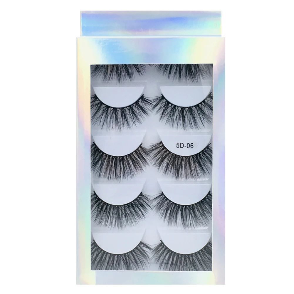 5 Pairs 3d Faux Mink False Eyelashes Thick Volume Natural for Beauty Makeup Extension Fake Eyelashes Strip Lashes Laser Box - Цвет: 5D-06