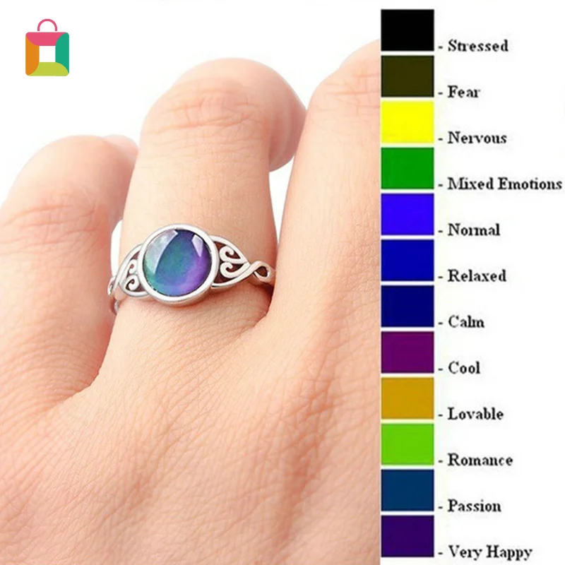 

Ladies retro creative color changing temperature ring ring ladies unique personality charm gift ring Glittery
