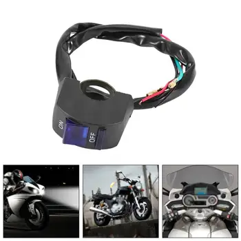

Blue Motorcycle On / Off Switches Push Button Switch Connector Handle Light Flashlight For Atv Bicycle