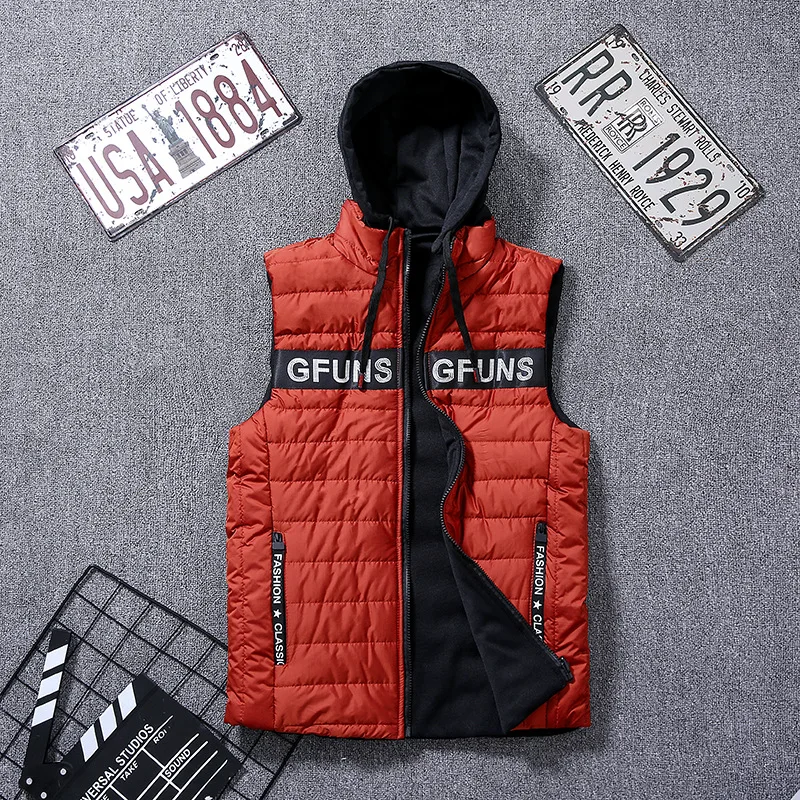 

Autumn & Winter Double-Sided Waistcoat Young MEN'S FASHION Printed Breathable Elasticity Hooded Men Casual Vest Coat Trend